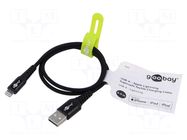Cable; USB 2.0; Apple Lightning plug,USB A plug; 0.5m; black GOOBAY