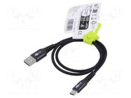 Cable; USB 2.0; USB A plug,USB C plug; 0.5m; black; 0.48Gbps; 60W Goobay