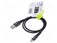 Cable; USB 2.0; USB A plug,USB C plug; 0.5m; black; silicone; 60W GOOBAY