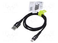 Cable; USB 2.0; USB A plug,USB C plug; 1m; black; 0.48Gbps; 60W; 3A Goobay
