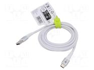 Cable; USB 2.0; USB A plug,USB C plug; 2m; white; 0.48Gbps; 60W; 3A Goobay