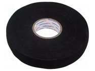 Tape: textile; W: 19mm; L: 25m; Thk: 0.3mm; caoutchouc; black; 10% HELLERMANNTYTON