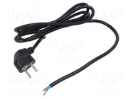 Cable; 3x1mm2; CEE 7/7 (E/F) plug angled,wires; PVC; 1.8m; black POS