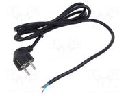 Cable; 3x1mm2; CEE 7/7 (E/F) plug angled,wires; PVC; 1.8m; black POS