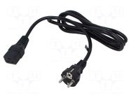 Cable; 3x1.5mm2; CEE 7/7 (E/F) plug,IEC C19 female; PVC; 2m; 16A POS