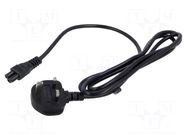 Cable; 3x0.75mm2; BS 1363 (G) plug,IEC C5 female; PVC; 1.8m; 2.5A POS