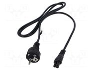 Cable; 3x0.75mm2; CEE 7/7 (E/F) plug,IEC C5 female; PVC; 1.5m POS