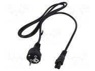Cable; 3x0.75mm2; CEE 7/7 (E/F) plug,IEC C5 female; PVC; 1.5m POS