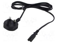 Cable; 2x0.75mm2; BS 1363 (G) plug,IEC C7 female; PVC; 1.8m; 2.5A POS