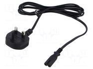 Cable; 2x0.75mm2; BS 1363 (G) plug,IEC C7 female; PVC; 1.8m; 2.5A POS