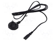 Cable; 2x0.75mm2; BS 1363 (G) plug,IEC C7 female; PVC; 3m; black POS