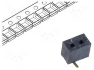 Connector: pin strips; socket; female; PIN: 2; vertical; SMT; 1mm GCT