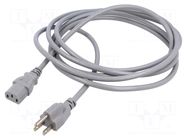 Cable; 3x0.75mm2; IEC C13 female,NEMA 5-15 (B) plug; PVC; 3m LIAN DUNG