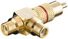 RCA Y Adapter, Male to 2x Female, Gold Version, red, red - 1x RCA plug > 2x RCA sockets