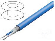 Wire: coaxial; Twinax; 2x20AWG; stranded; Cu; PVC; blue; 152m; 500ft BELDEN