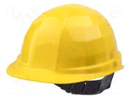 Protective helmet; adjustable; Size: 52÷62mm; yellow; polyetylene WOLFCRAFT