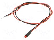 Indicator: LED; red; 2.1VDC; PM3; cables; 300mm; plastic; ØLED: 3mm BIVAR