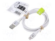 Cable; USB 2.0; Apple Lightning plug,USB A plug; 1m; white; 60W GOOBAY