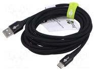 Cable; USB 2.0; USB A plug,USB C plug; 3m; black; 0.48Gbps; 60W; 3A Goobay