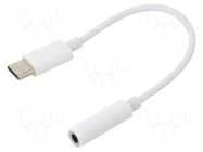 Cable; Jack 3.5mm socket,USB C plug; 0.15m; white GEMBIRD