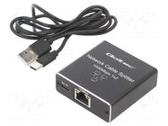 Switch Ethernet; RJ45 socket x3,USB C socket; black; 100m QOLTEC