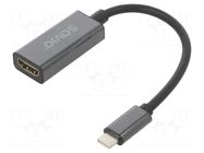 Adapter; HDMI socket,USB C plug; Support: 4K,UHD 2160p; 0.15m SAVIO
