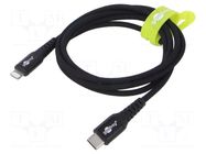 Cable; USB 2.0; Apple Lightning plug,USB C plug; 1m; black; 60W Goobay