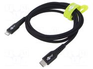 Cable; USB 2.0; Apple Lightning plug,USB C plug; 1m; black; 60W Goobay