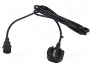 Cable; 3x1mm2; BS 1363 (G) plug,IEC C13 female; PVC; 3m; black POS