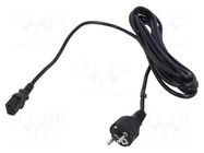 Cable; 3x1mm2; CEE 7/7 (E/F) plug,IEC C13 female; PVC; 5m; black POS