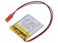 Re-battery: Li-Po; 3.7V; 1050mAh; cables,JST SYP-02T-1 socket AKYGA BATTERY