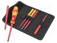 Kit: screwdrivers; insulated; square,Phillips,slot; 1kVAC; case WERA