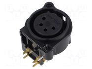 Connector: XLR; socket; female; PIN: 4; angled 90°; THT; black; 6A NEUTRIK