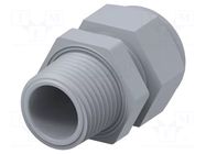 Cable gland; without nut; NPT1/2"; IP68; polyamide; grey; Entrelec TE Connectivity