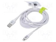 Cable; USB 2.0; Apple Lightning plug,USB A plug; 3m; white; 60W GOOBAY