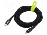 Cable; USB 2.0; Apple Lightning plug,USB C plug; 3m; black; 60W Goobay