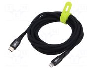 Cable; USB 2.0; Apple Lightning plug,USB C plug; 3m; black; 60W Goobay