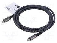 Cable; USB 4.0; USB C plug,both sides; 1.8m; black,grey; PVC; 240W GOOBAY