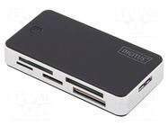 Card reader: memory; USB B micro socket; USB 3.0; black,silver DIGITUS