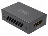 Repeater; HDMI socket x2,USB C socket; HDCP 2.3,HDMI 2.1; black DIGITUS