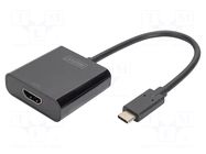 Adapter; HDMI socket,USB C plug; USB 3.2; 4K,UHD 2160p; 150mm DIGITUS