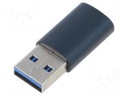 Adapter; USB 3.1; USB A plug,USB C socket; blue; aluminium alloy BASEUS