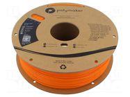 Filament: PLA; 1.75mm; orange; 190÷230°C; 1kg; Table temp: 45°C POLYMAKER