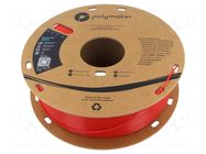 Filament: PET-G; 1.75mm; red; 230÷240°C; 1kg; Table temp: 70÷80°C POLYMAKER