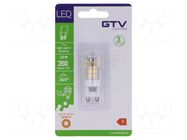 LED lamp; white warm; G9; 230VAC; 350lm; 3.5W; 360°; 3000K GTV Poland