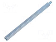 Screwed spacer sleeve; 100mm; Int.thread: M4; Ext.thread: M4; zinc DREMEC