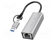 USB to Ethernet adapter; USB 3.2; grey; 0.15m LOGILINK