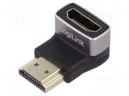 Adapter; HDMI socket,HDMI plug 90° up/down; HDMI 2.1; black LOGILINK