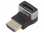 Adapter; HDMI socket,HDMI plug 270° up/down; HDMI 2.1; black LOGILINK