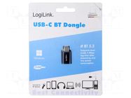 BT adapter; USB C plug; Bluetooth 5.3 + EDR; USB; 3Mbps; 20m LOGILINK